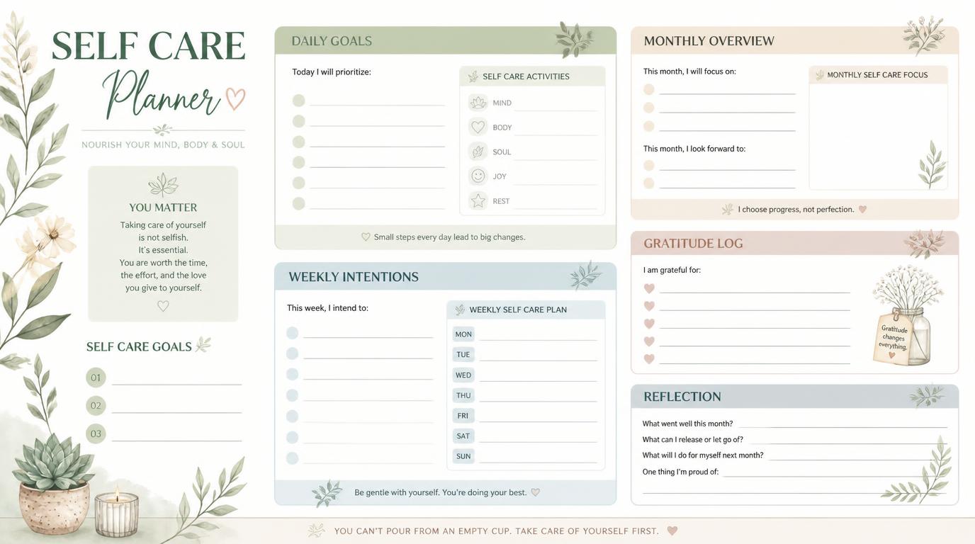 Free Printable Self Care Planner