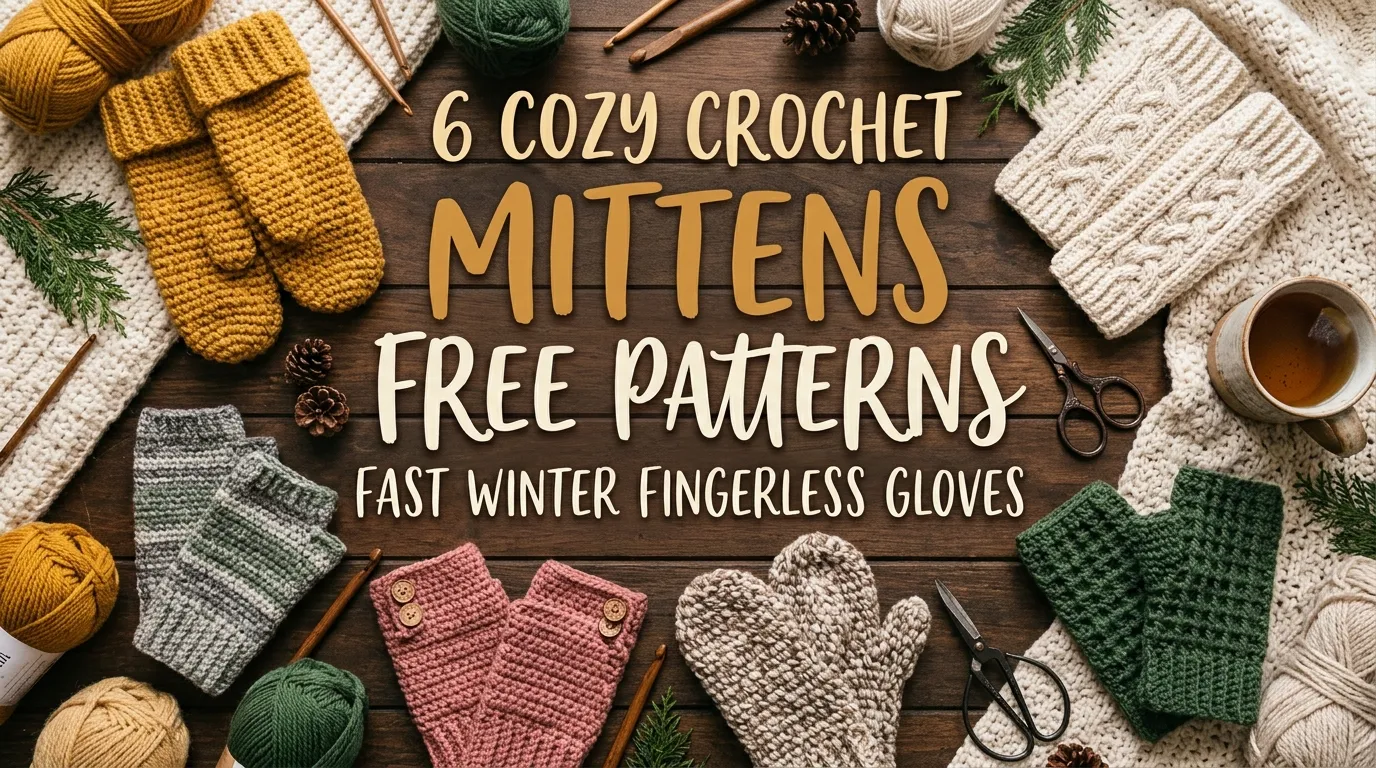 6 Cozy Crochet Mittens Free Patterns: Fast Winter Fingerless Gloves