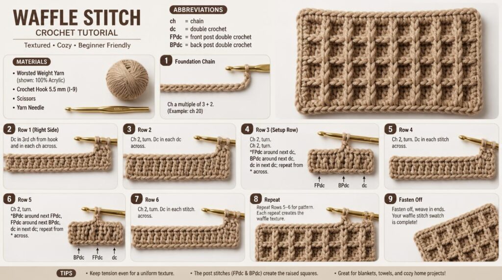 Crochet Waffle Stitch Tutorial: 10 Cozy Blanket Patterns